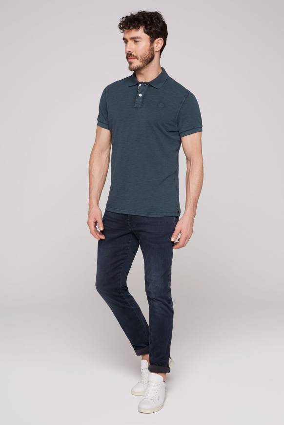Soccx Kurzarmpolo aus Pikee mit Logostick blue navy S Nur noch ein Tag übrig