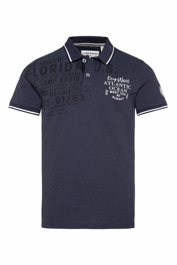 Soccx Kurzarmpolo aus Pikee mit Artwork concrete blue S 50% Rabatt mit kostenlosem Versand
