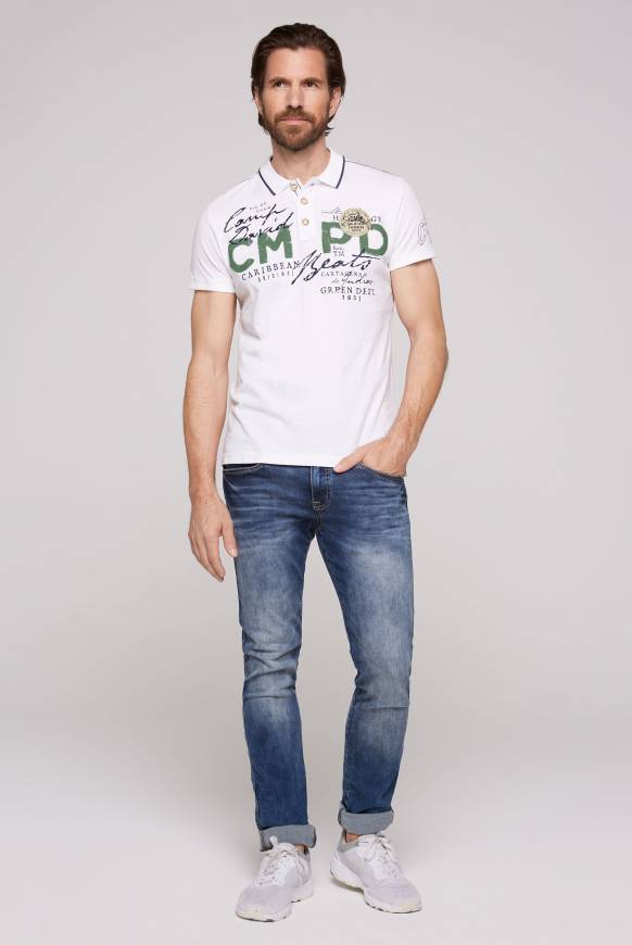 Soccx Poloshirt mit Puff-Print-Details opticwhite M Clearance-Verkauf