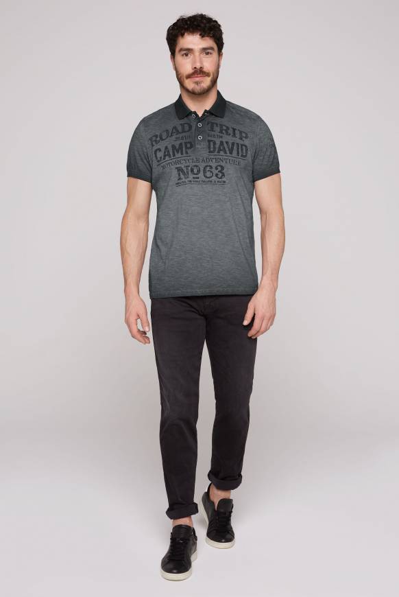 Soccx Kurzarmpolo im Vintage-Style mit Artworks black M Online