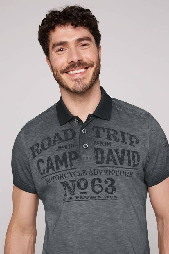 Soccx Kurzarmpolo im Vintage-Style mit Artworks black M Online