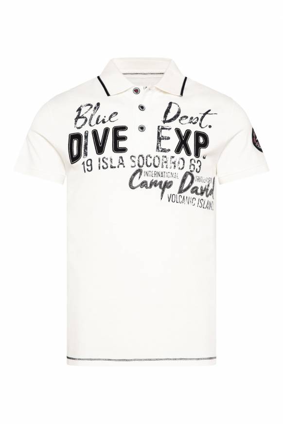 Soccx Pikee-Polo mit Label-Applikationen ivory Angebote