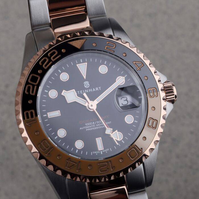 Steinhart Ocean One GMT two-tone BLACK/KHAKI Taucheruhr Kostenlose Rückgabe