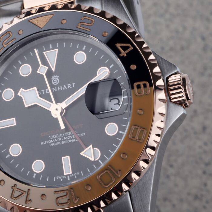 Steinhart Ocean One GMT two-tone BLACK/KHAKI Taucheruhr Kostenlose Rückgabe