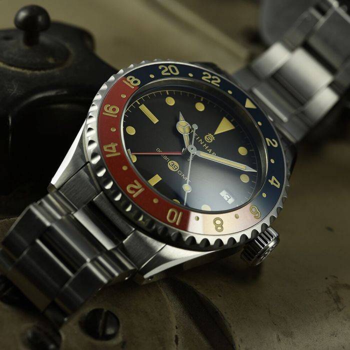 Steinhart Ocean 39 vintage GMT premium BLUE-RED Ceramic Kostenloser Versand