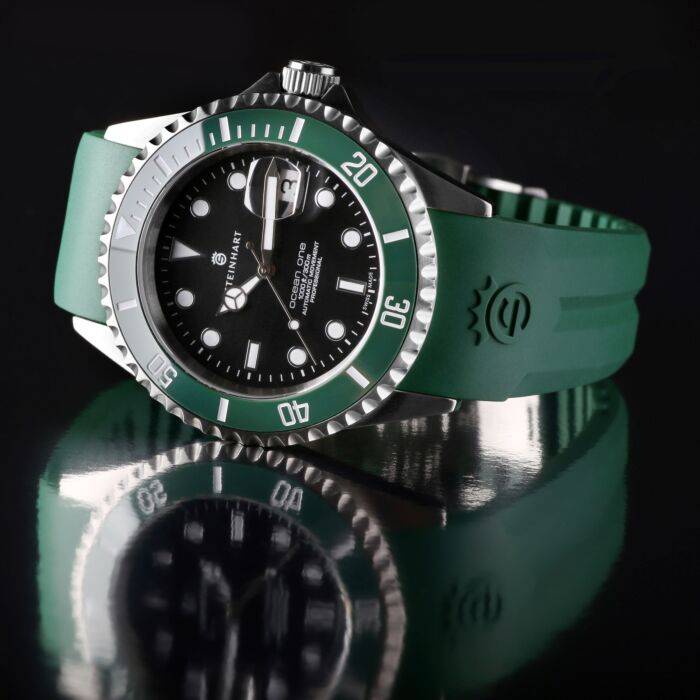 Steinhart Kautschukband grün 20x16 mm für Ocean 39 mit Schließe Stahl Blitzangebot