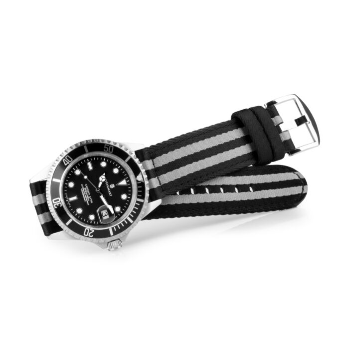Steinhart Natoband schwarz/grau Fabrikpreis