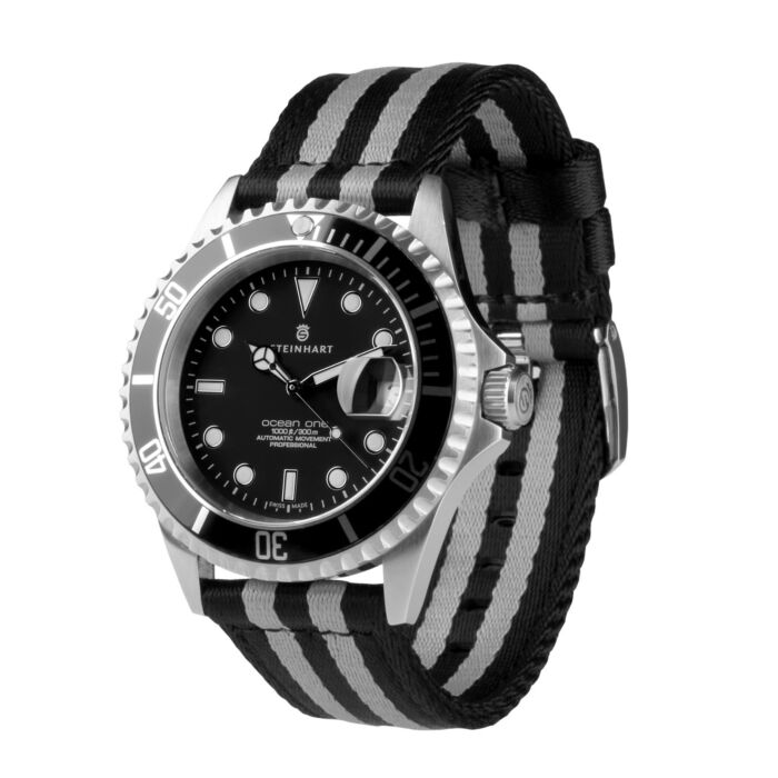 Steinhart Natoband schwarz/grau Fabrikpreis