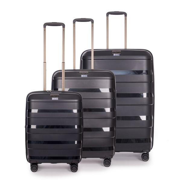Stratic STRAW + - Koffer-Set 3-teilig Hartschalen-Koffer (S, M, L), 4 Rollen, TSA Schloss, umweltfreundlich black Bis zu 60% Rabatt
