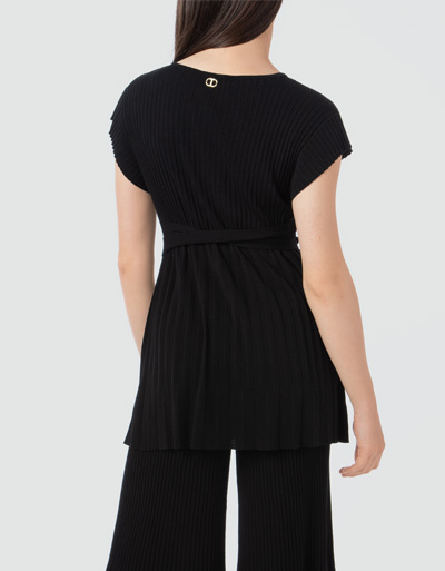 TWIN-SET Plissiertes Blusenshirt in Strick-Qualität Bis zu 50% Rabatt