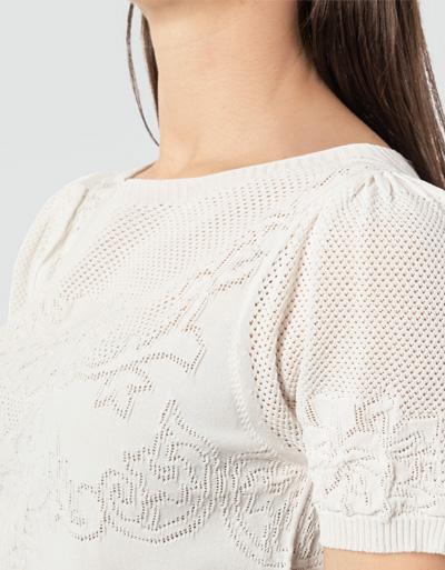TWIN-SET Strick-Shirt mit Lochstrick-Ornament Discount Store für neue Produkte