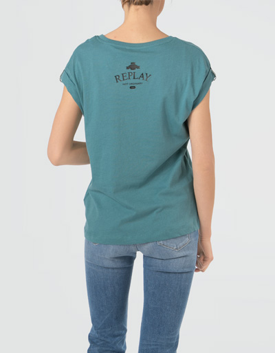 Replay T-Shirt mit Glitzerstein-Kettchen Cyber Monday