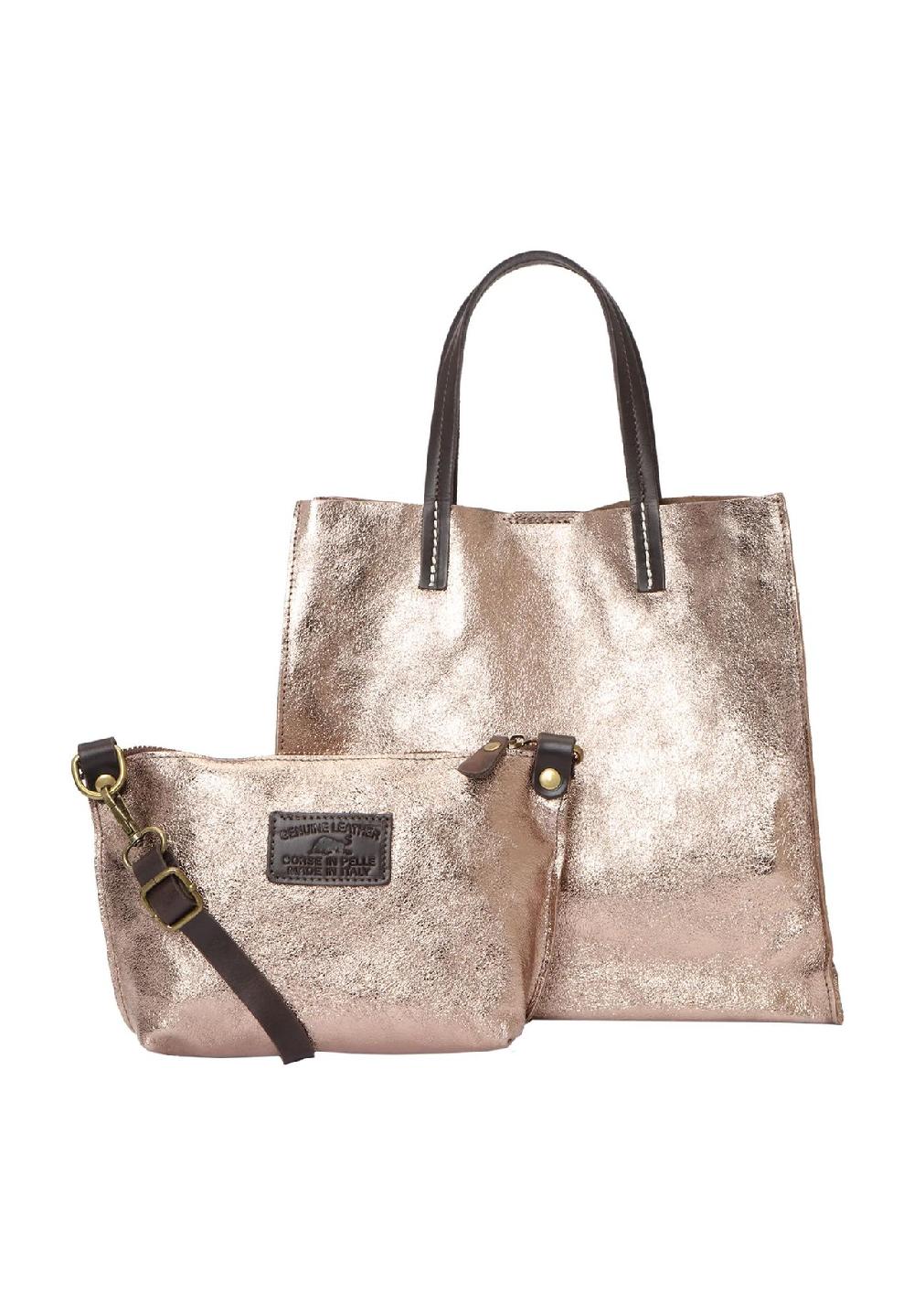 GALERIA Shopper Leder Metallic-Look für Damen Versandkostenfrei